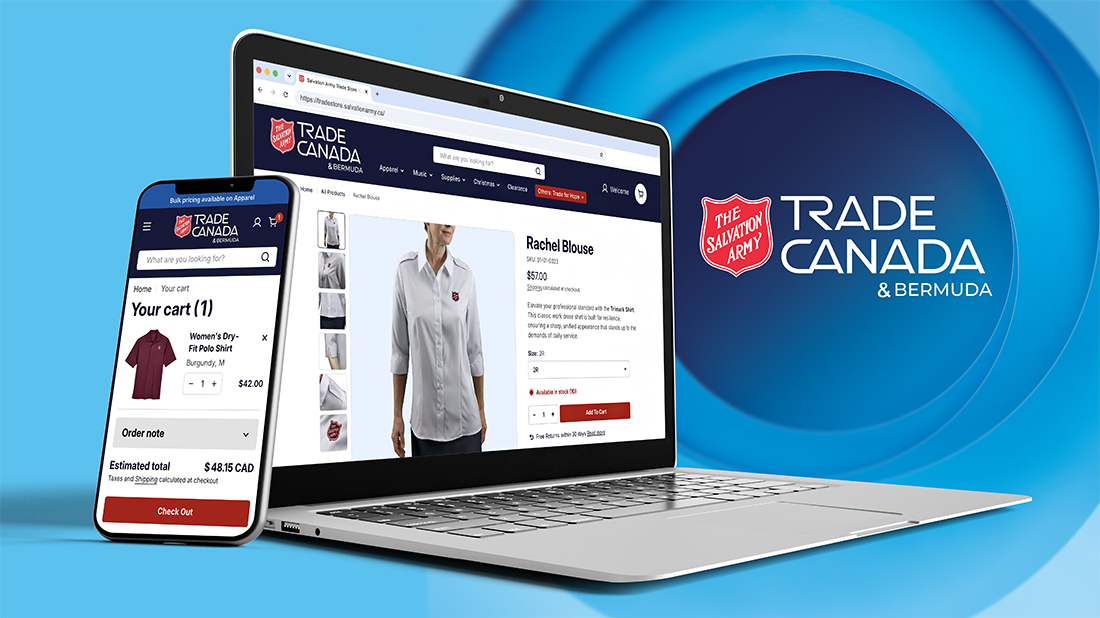 A phone and laptop featuring Trade Canada & Bermuda's new online store.