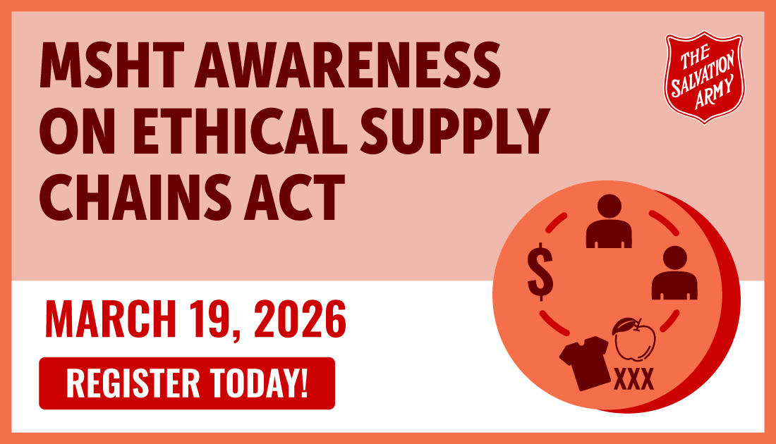 A graphic for a March 19, 2026 webinar about MSHT Awareness on Ethical Supply Chains Act