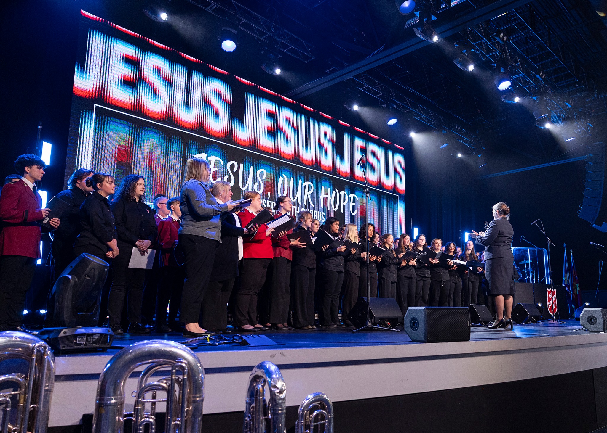 Salvation Army choir singing on stage